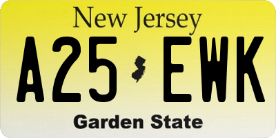 NJ license plate A25EWK