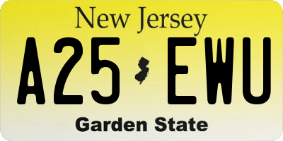 NJ license plate A25EWU