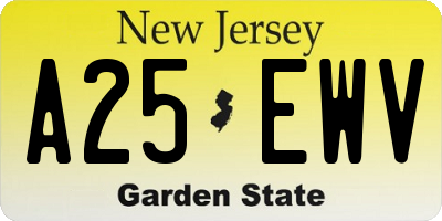 NJ license plate A25EWV