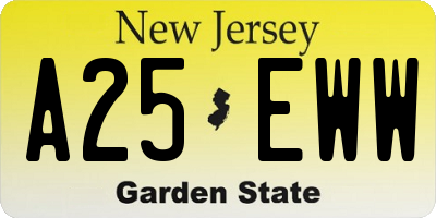 NJ license plate A25EWW