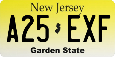 NJ license plate A25EXF