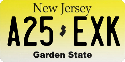 NJ license plate A25EXK