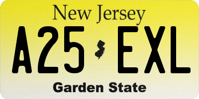 NJ license plate A25EXL