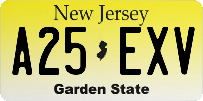 NJ license plate A25EXV