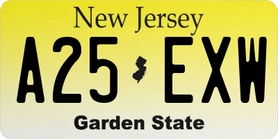 NJ license plate A25EXW