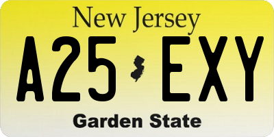 NJ license plate A25EXY