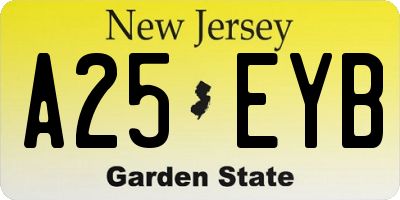 NJ license plate A25EYB