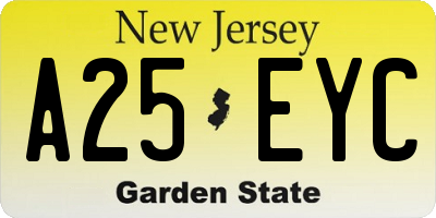NJ license plate A25EYC