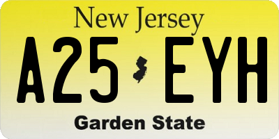 NJ license plate A25EYH