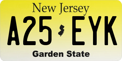 NJ license plate A25EYK