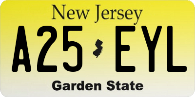 NJ license plate A25EYL