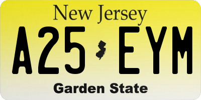 NJ license plate A25EYM