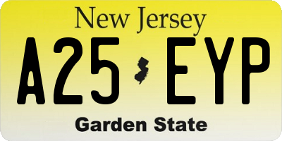 NJ license plate A25EYP