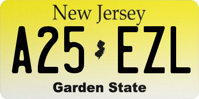 NJ license plate A25EZL