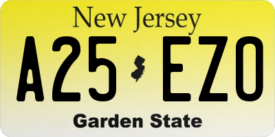 NJ license plate A25EZO