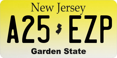 NJ license plate A25EZP