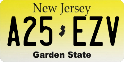 NJ license plate A25EZV