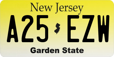 NJ license plate A25EZW