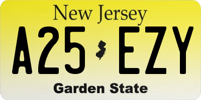 NJ license plate A25EZY