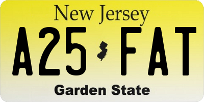 NJ license plate A25FAT