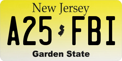 NJ license plate A25FBI