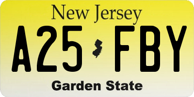 NJ license plate A25FBY
