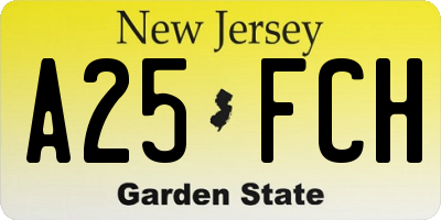 NJ license plate A25FCH
