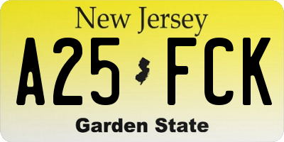 NJ license plate A25FCK