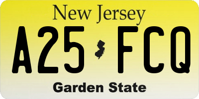 NJ license plate A25FCQ