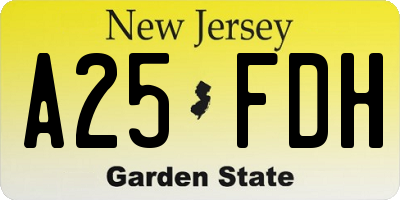 NJ license plate A25FDH