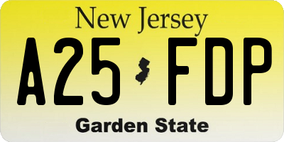 NJ license plate A25FDP