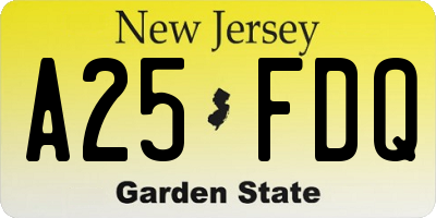 NJ license plate A25FDQ