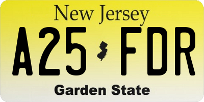 NJ license plate A25FDR