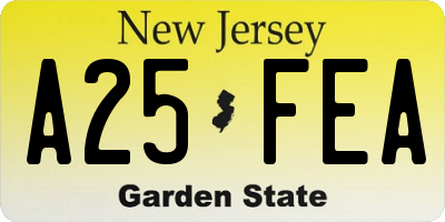 NJ license plate A25FEA