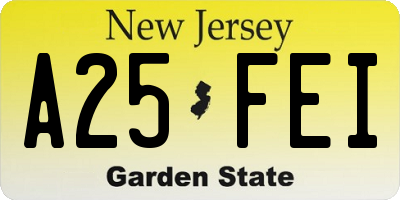 NJ license plate A25FEI