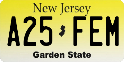 NJ license plate A25FEM