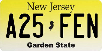 NJ license plate A25FEN