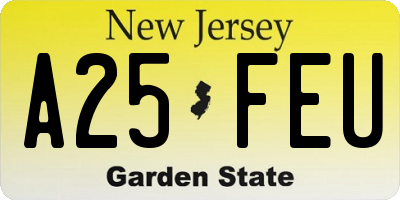 NJ license plate A25FEU