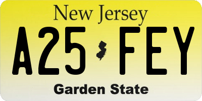 NJ license plate A25FEY