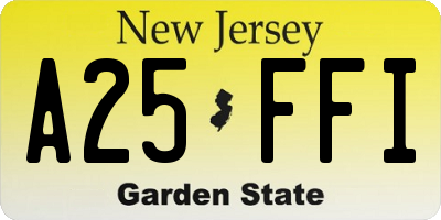 NJ license plate A25FFI