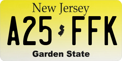 NJ license plate A25FFK