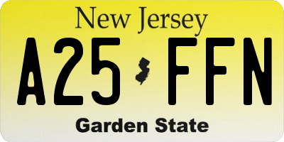 NJ license plate A25FFN