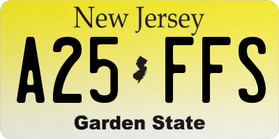 NJ license plate A25FFS