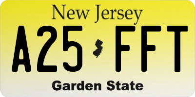 NJ license plate A25FFT