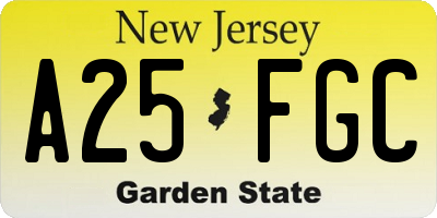 NJ license plate A25FGC