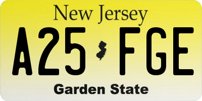 NJ license plate A25FGE