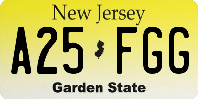 NJ license plate A25FGG