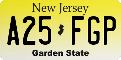 NJ license plate A25FGP