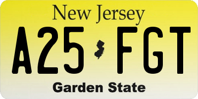 NJ license plate A25FGT