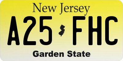 NJ license plate A25FHC
